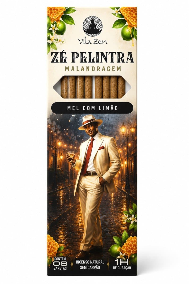 Incenso Artesanal Vila Zen Zé Pelintra Malandragem – Aroma Mel com Limão – Força Viva