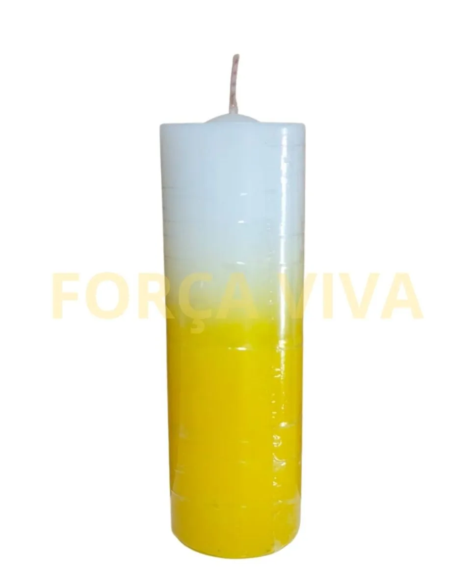 Vela Ritualística 7 Dias Bicolor Amarela e Branca Força Viva