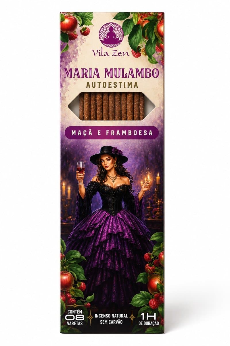 Incenso Vila Zen Maria Mulambo Autoestima – Aroma de Maçã e Framboesa para Amor-Próprio – Força Viva
