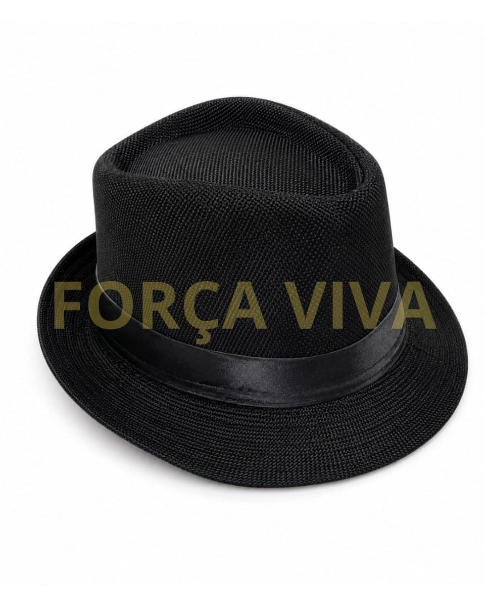 Chapéu Preto com Faixa Preta Estilo Panamá Clássico para Linha de Exu, Caveiras e Malandragem — Força Viva