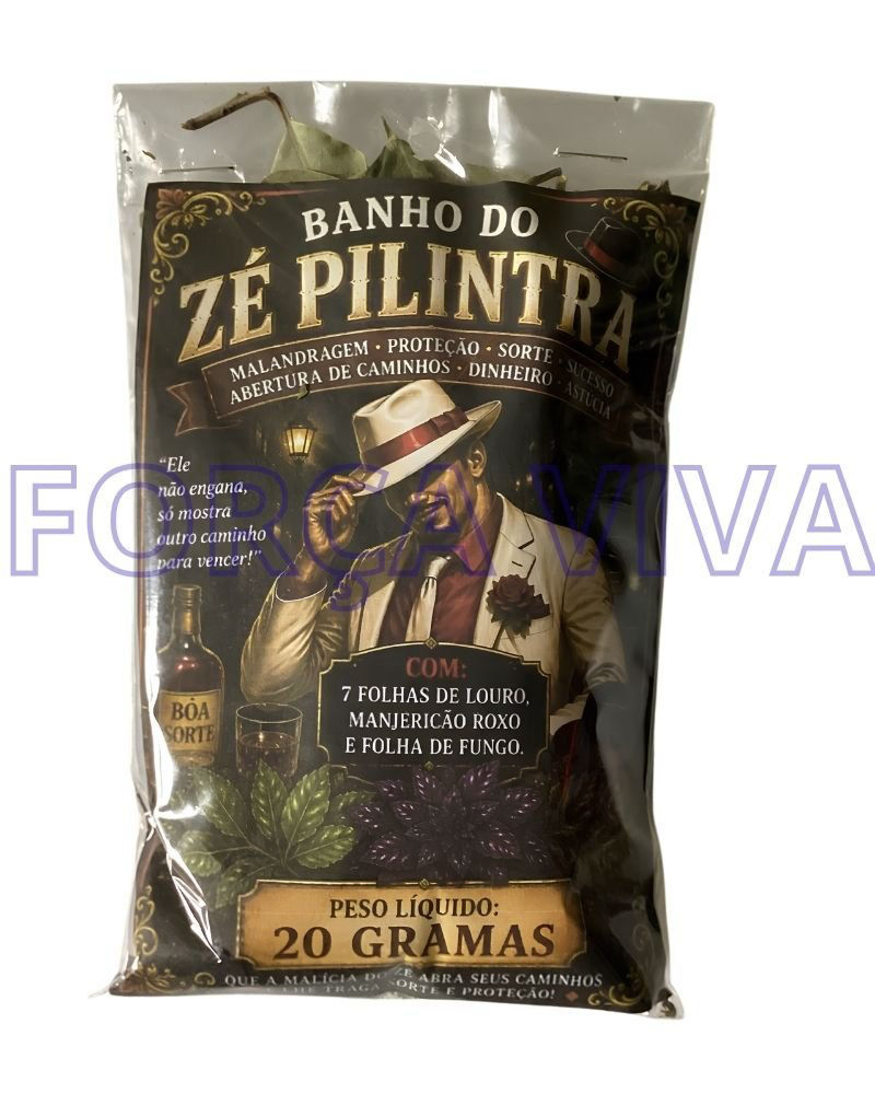 Banho de Ervas Zé Pilintra – Blend Especial para Abertura de Caminhos, Sorte e Proteção Espiritual – Força Viva