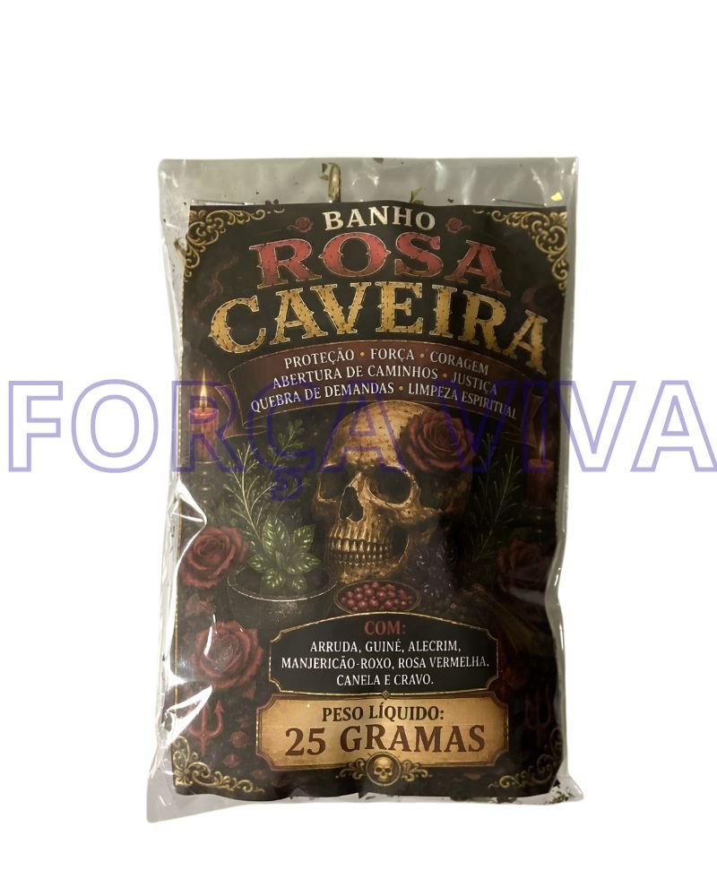 Banho de Ervas Rosa Caveira – Blend de Proteção Espiritual, Força e Quebra de Demandas – Força Viva