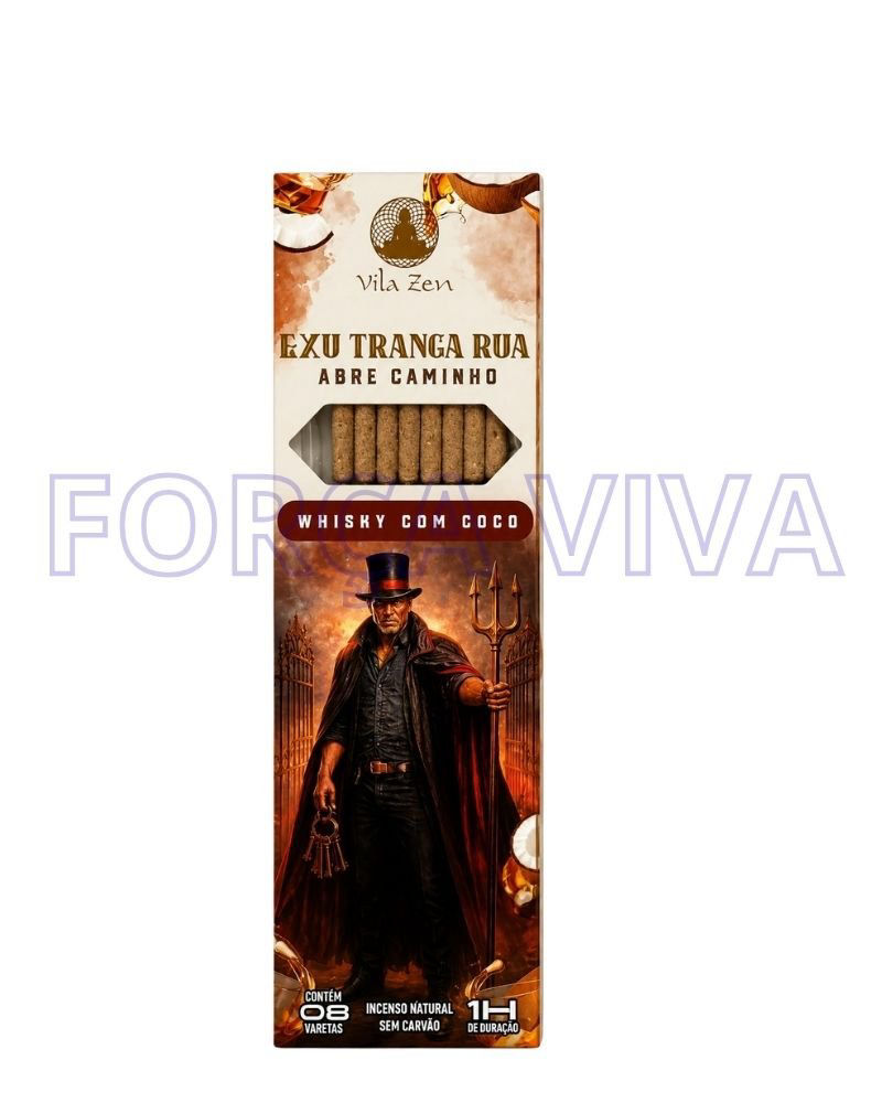 Incenso Vila Zen Exu Tranca Rua Abre Caminho – Aroma de Whisky com Coco para Proteção e Destravamento – Força Viva
