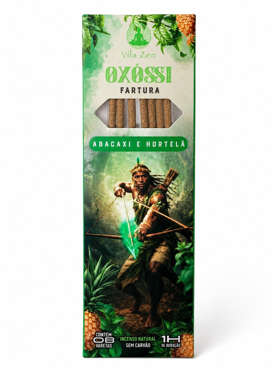 Incenso Artesanal Vila Zen Oxóssi Fartura – Aroma Abacaxi e Hortelã – Força Viva