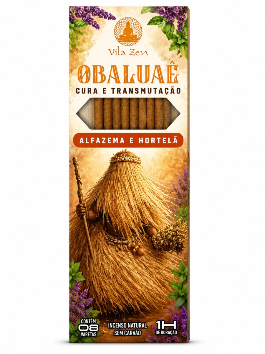 Incenso Vila Zen Obaluaiê Cura e Transmutação – Aroma de Alfazema e Hortelã para Equilíbrio e Paz – Força Viva