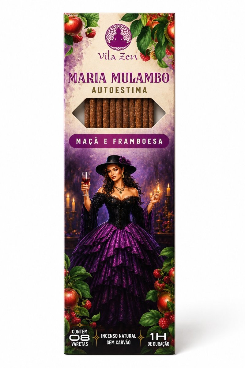 Incenso Vila Zen Maria Mulambo Autoestima – Aroma de Maçã e Framboesa para Amor-Próprio – Força Viva