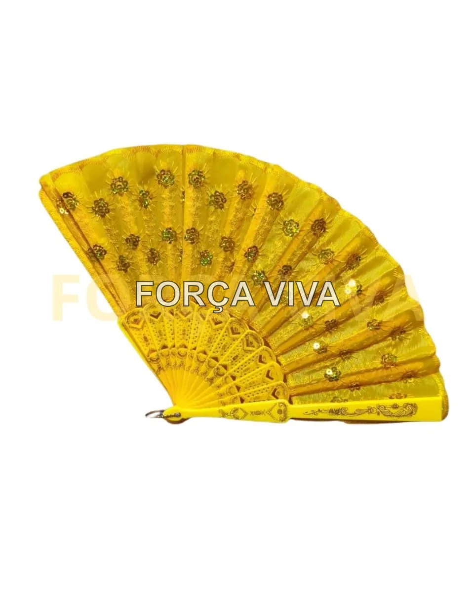 Leque Amarelo de Mão - Força Viva