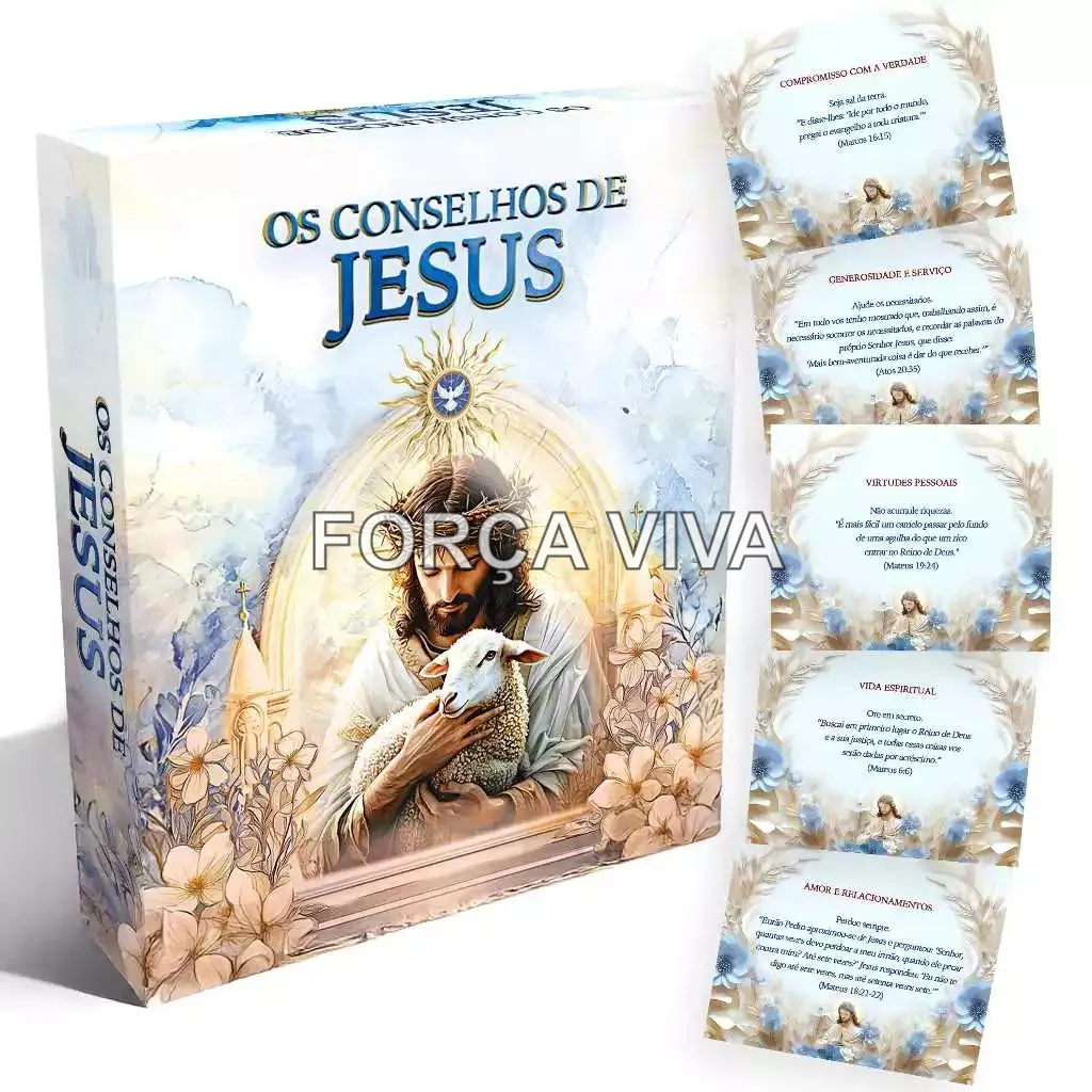Baralho de Reflexão: Os Conselhos de Jesus - 50 Cartas - Edição Luxo - Força Viva