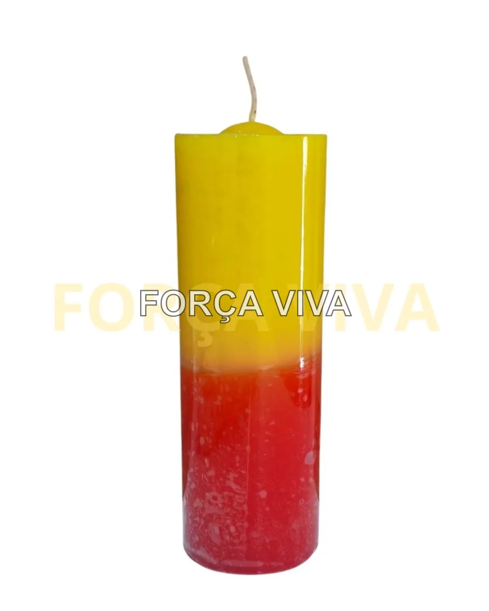 Vela de 7 Dias Amarela e Vermelha - Força Viva