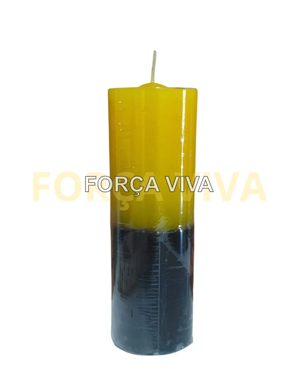 Vela de 7 Dias Amarela e Preta - Força Viva