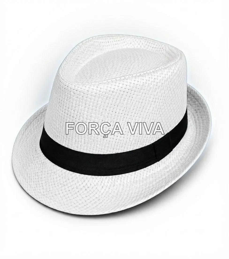 Chapéu Branco com Faixa Preta Estilo Panamá Linha dos Malandros e Zé Pelintra para Proteção e Axé — Força Viva