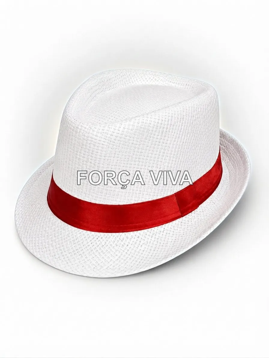 Chapéu Panamá Branco com Faixa Vermelha - Linha de Malandros e Zé Pilintra - Força Viva
