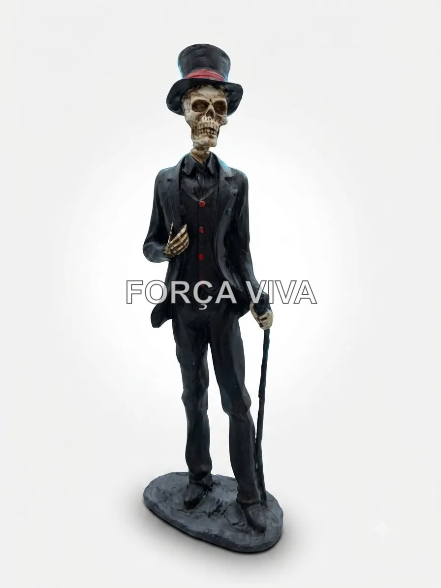 Imagem Caveira de Cartola em Resina 26cm