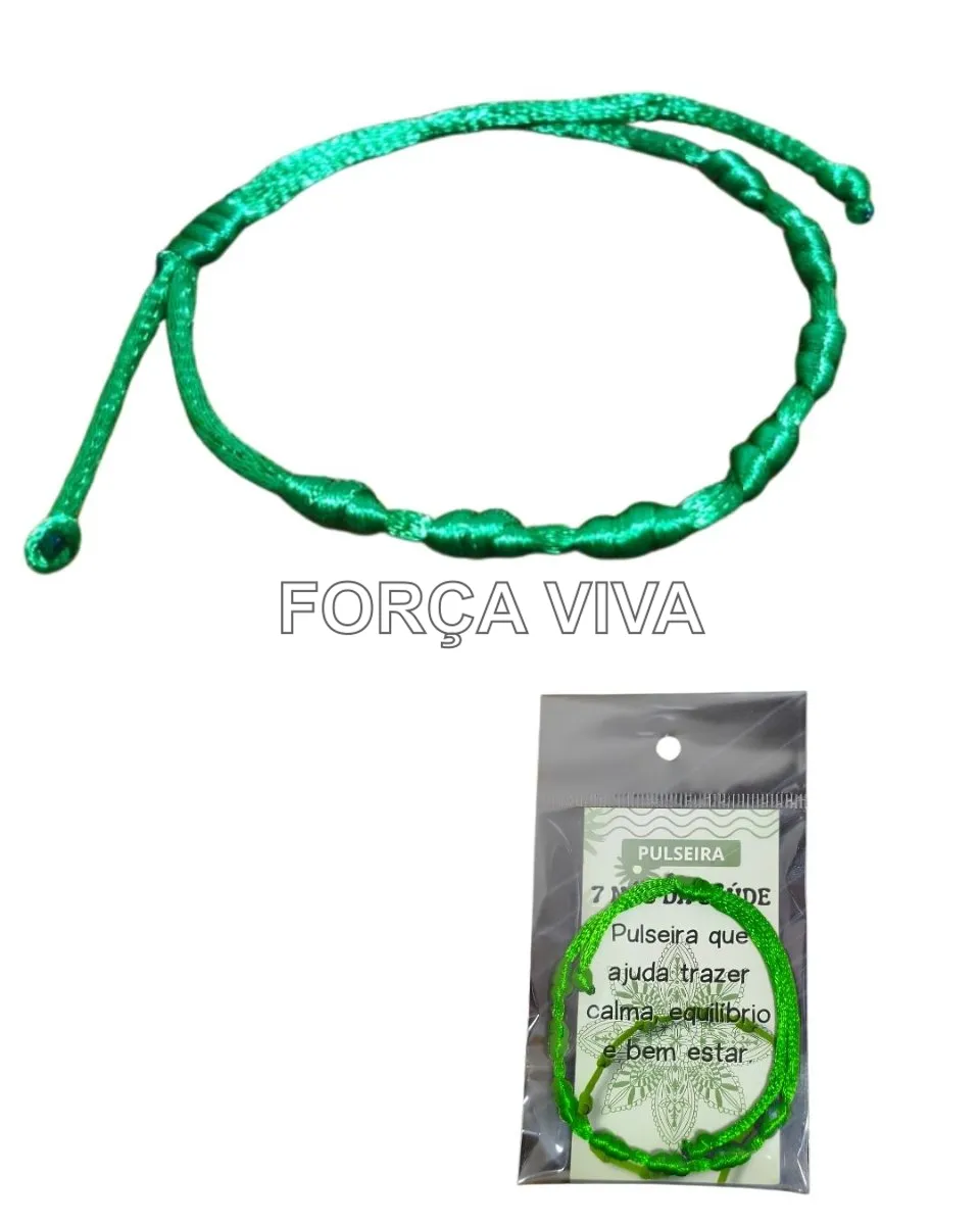Pulseira 7 Nós Verde de Equilíbrio e Cura Força Viva