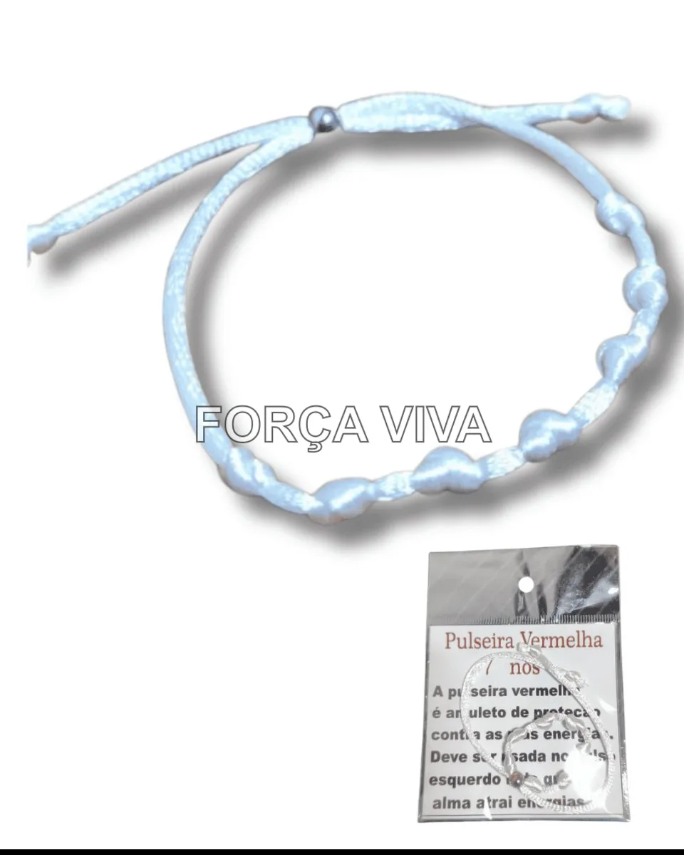 Pulseira 7 Nós Branca de Paz e Elevação Espiritual Força Viva