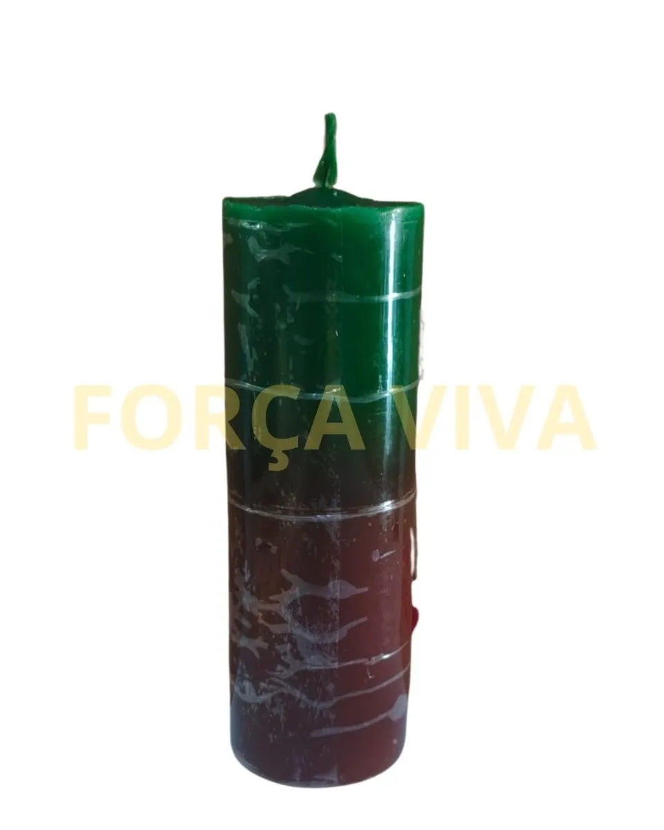 Vela de 7 Dias Bicolor Verde e Marrom - Força Viva