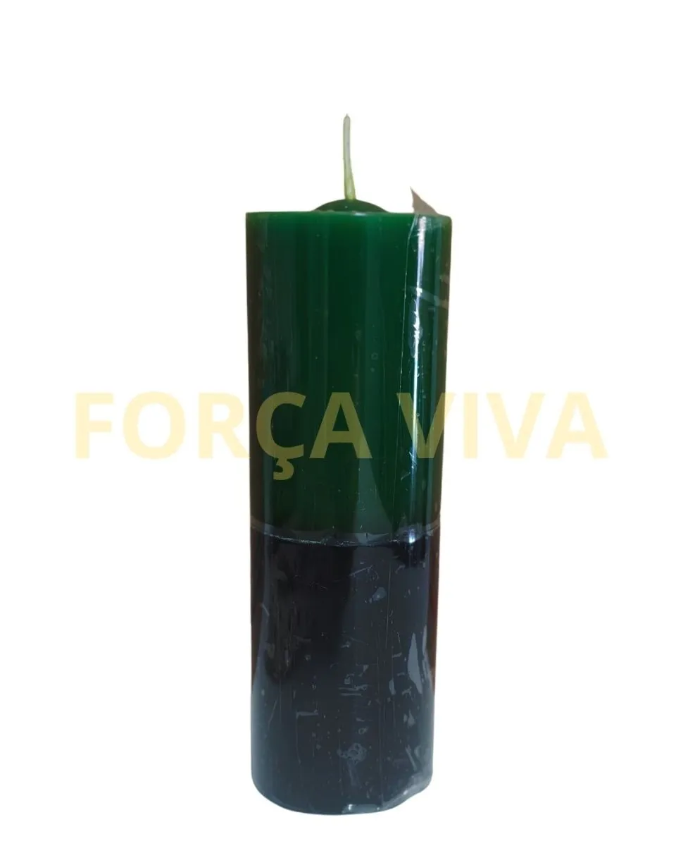 Vela Ritual 7 Dias Bicolor Verde e Preto - Força Viva