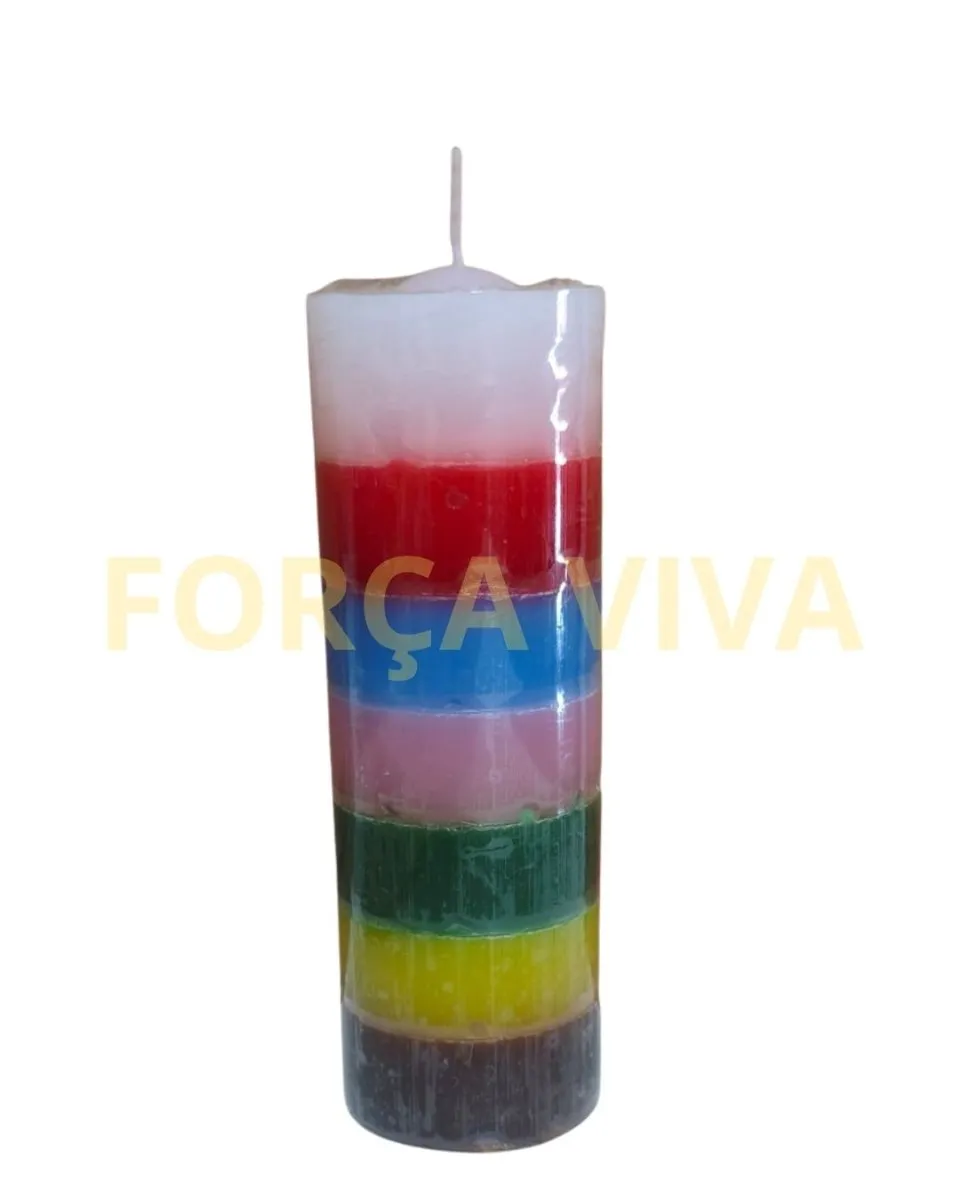 Vela Ritual 7 Dias Multicamadas Sete Linhas - Força Viva