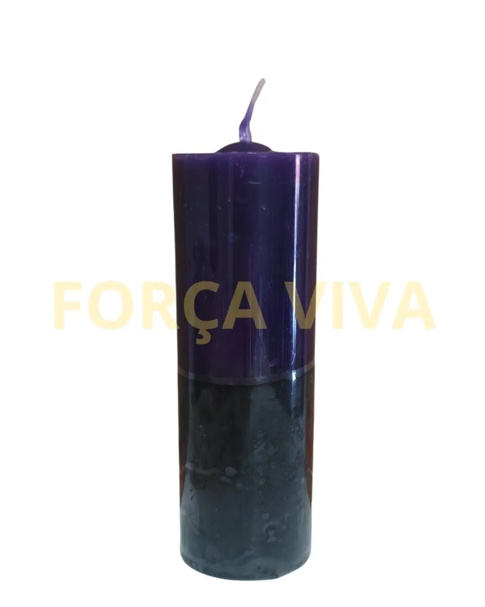 Vela Ritual 7 Dias Bicolor Roxo e Preto - Força Viva