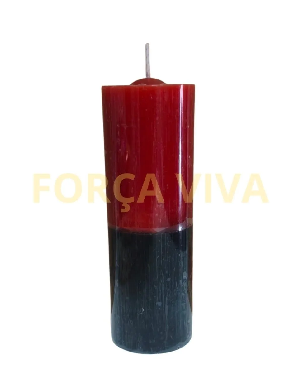 Vela Ritual 7 Dias Bicolor Preto e Vermelho - Força Viva