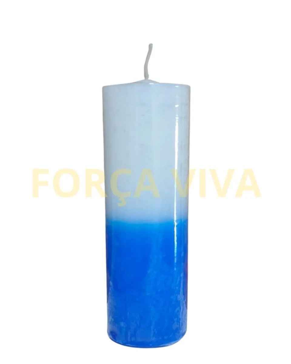 Vela Ritual 7 Dias Bicolor Branco e Azul - Força Viva