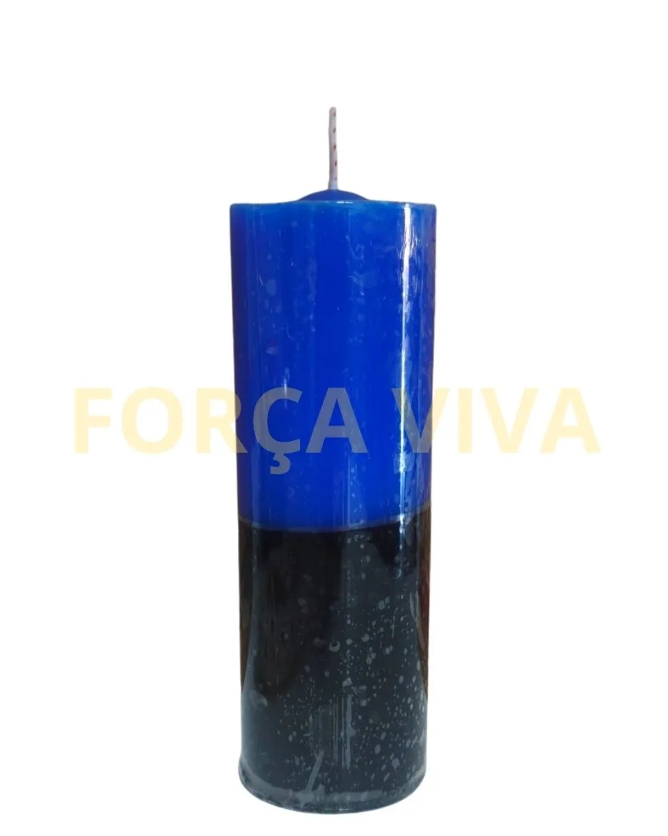 Vela Ritual 7 Dias Bicolor Azul e Preto - Força Viva