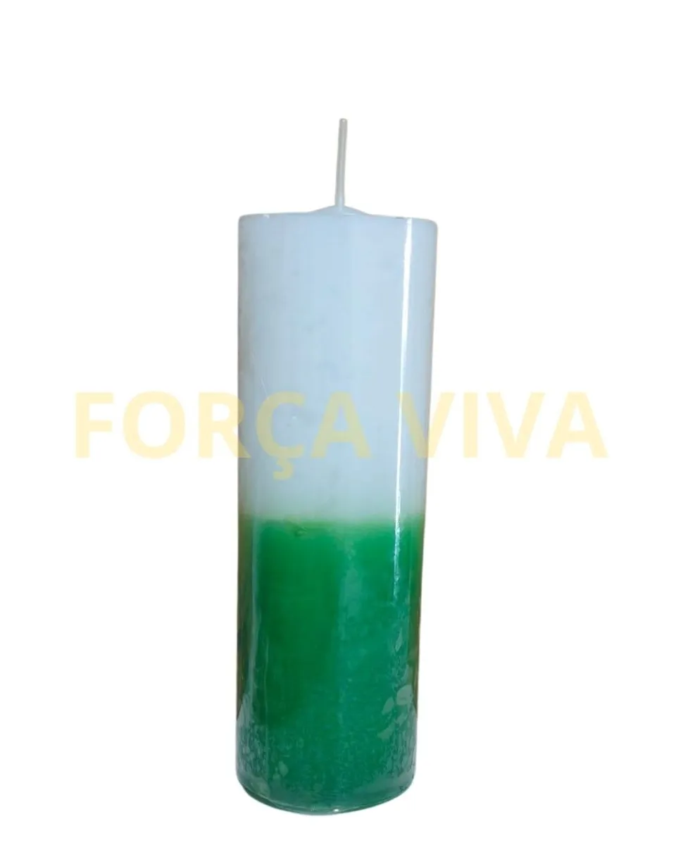 Vela Ritual 7 Dias Bicolor Branco e Verde - Força Viva