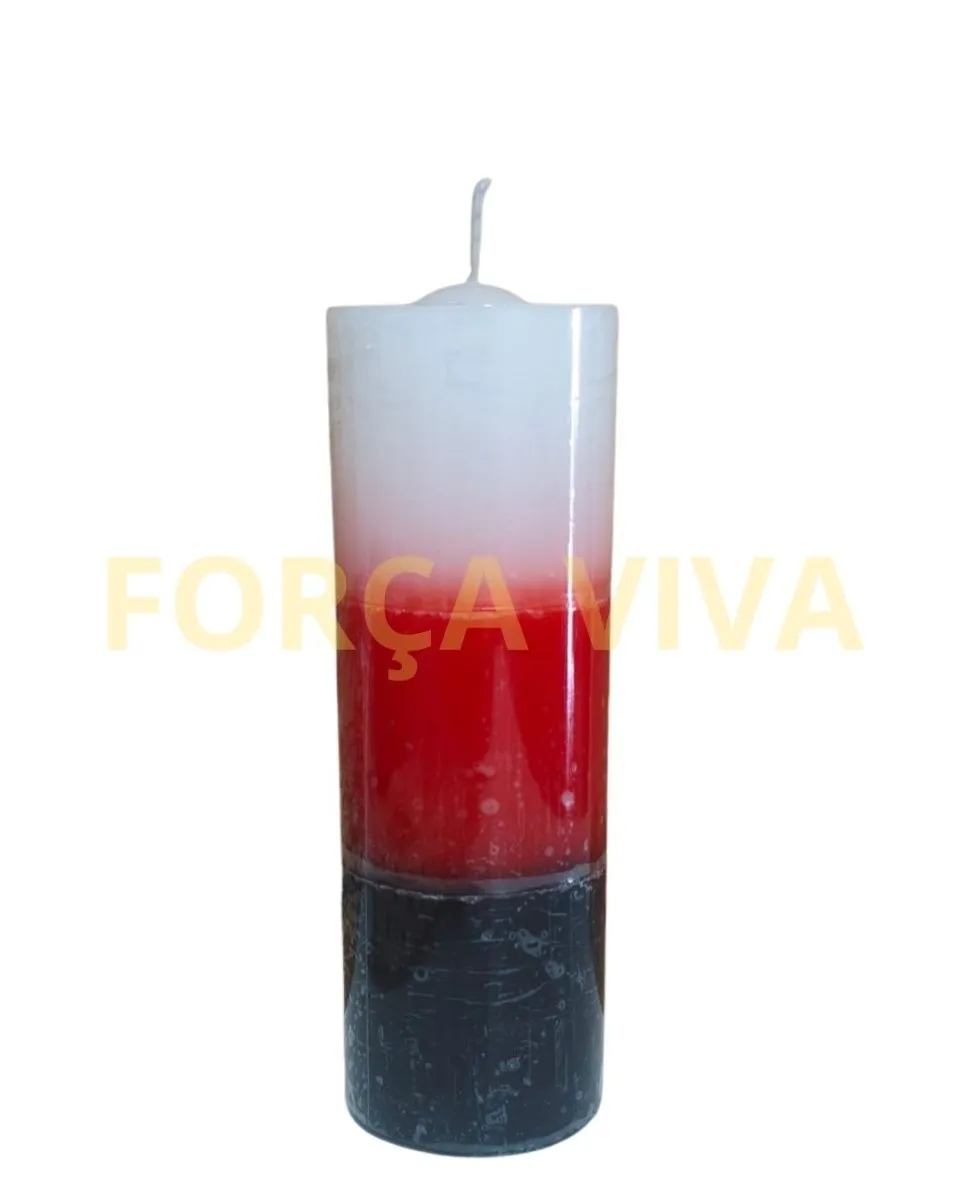 Vela Ritual 7 Dias Multicamadas Branco, Vermelho e Preto - Força Viva