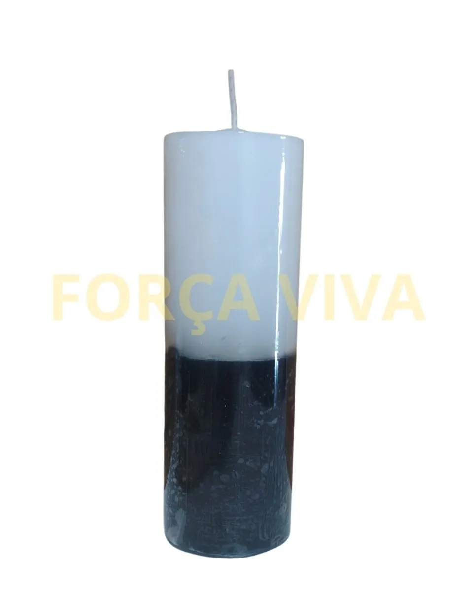 Vela Ritual 7 Dias Bicolor Branco e Preto - Força Viva