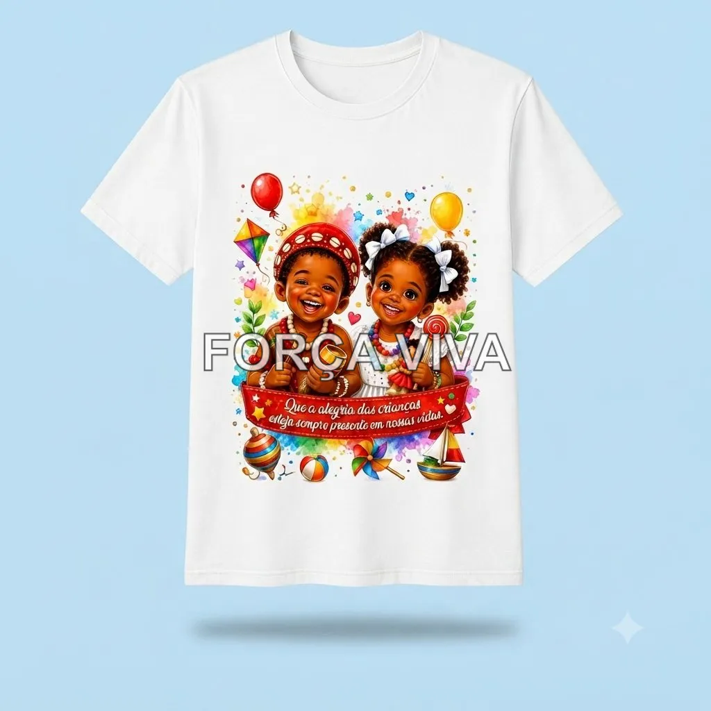 Camiseta Alegria das Crianças - Tamanhos P ao GG