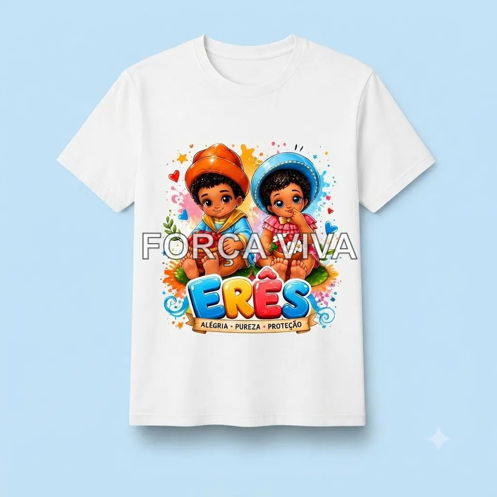 Camiseta Erês Alegria, Pureza e Proteção - Tamanhos P ao GG