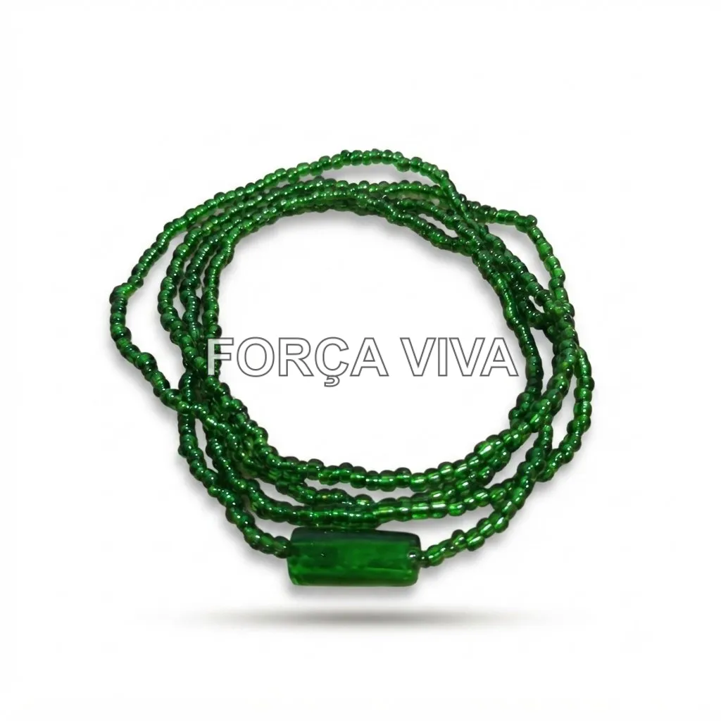 Guia de Miçanga de Cristal Verde com Firma 60cm