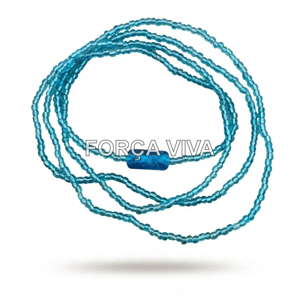 Guia de Miçanga de Cristal Azul Clara com Firma 60cm