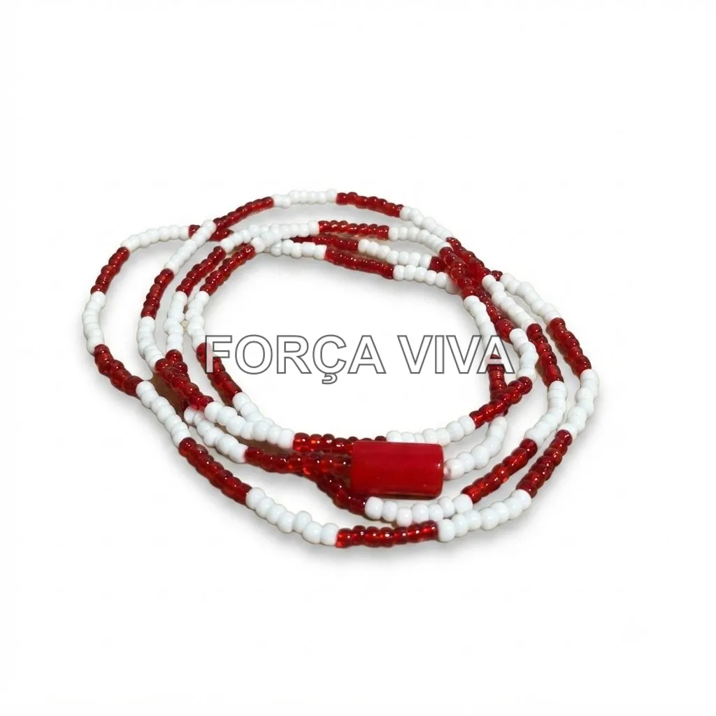 Guia Vermelha e Branca Cristal e Porcelana 60cm