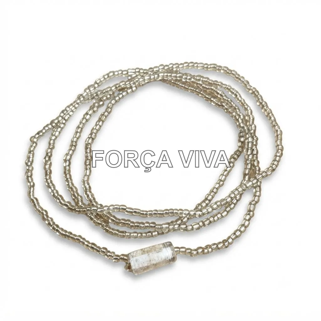 Guia de Miçanga de Cristal Branca com Firma 60cm