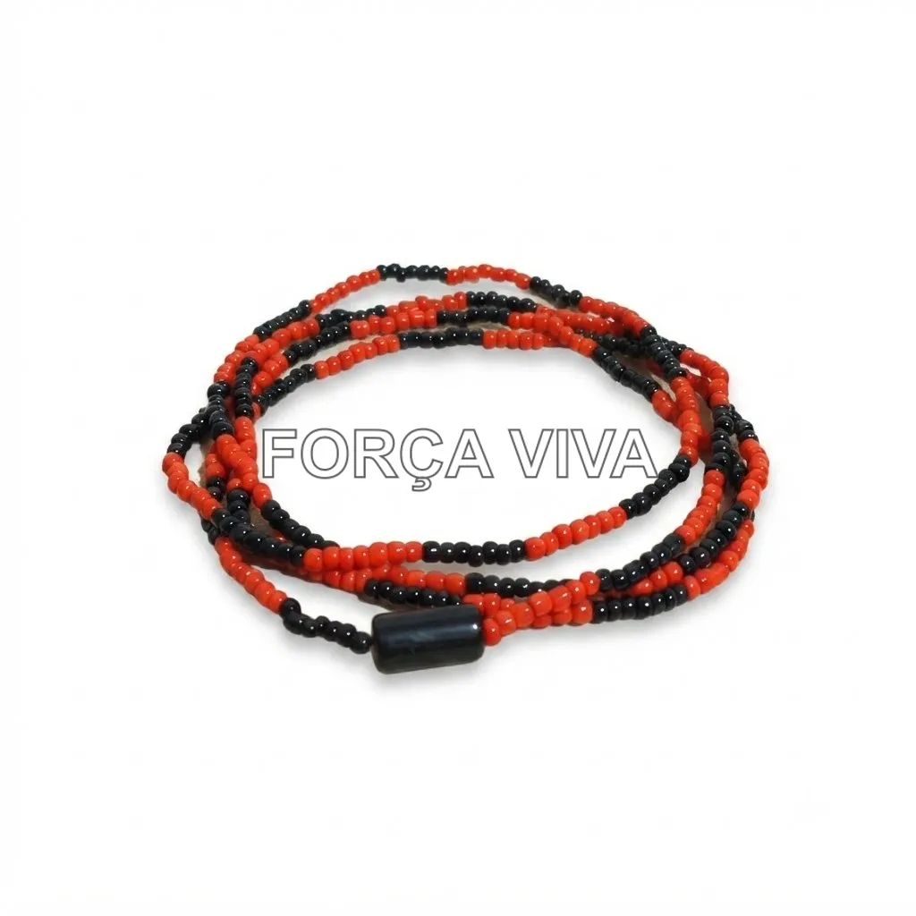 Guia de Miçanga Vermelha com Preta com Firma 60cm