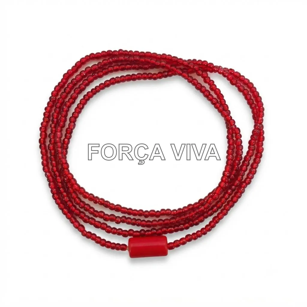 Guia de Miçanga de Cristal Vermelha com Firma 60cm