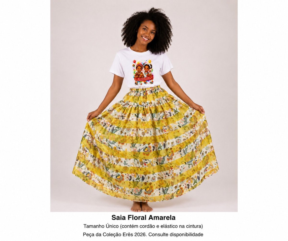 Saia Floral Amarela | Coleção Erês