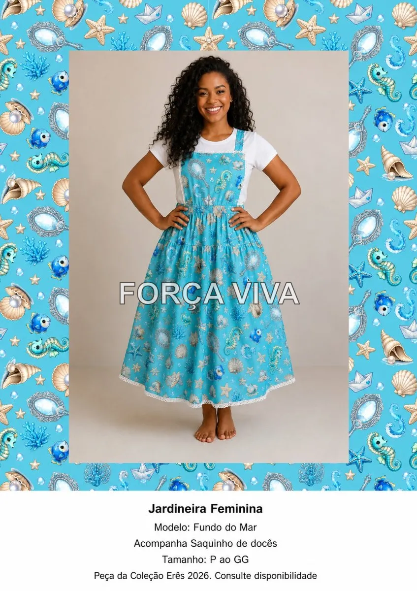 Jardineira Feminina Fundo do Mar | Coleção Erês