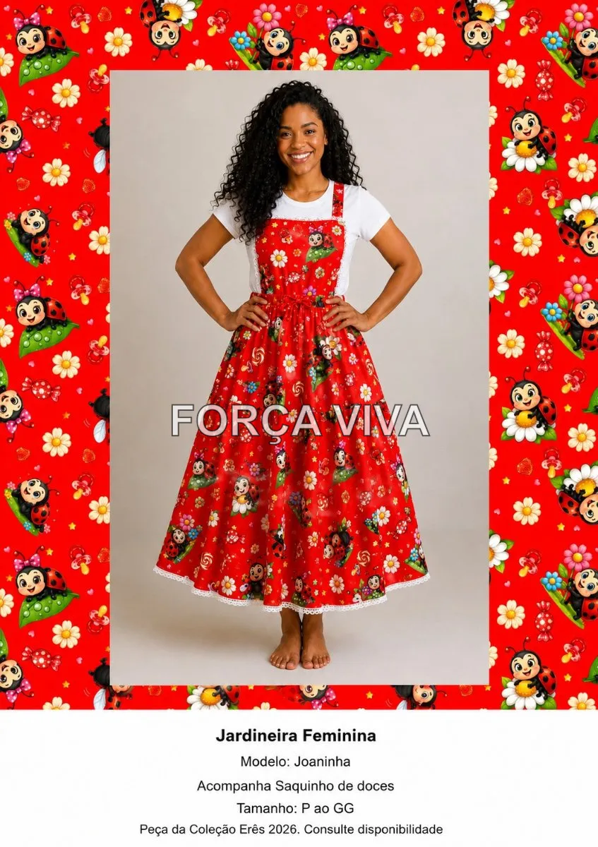 Jardineira Feminina Joaninha | Coleção Erês