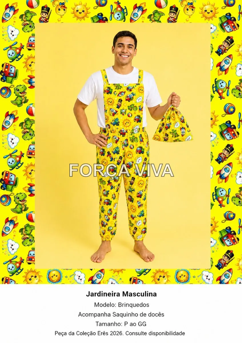 Jardineira Masculina Brinquedos | Coleção Erês