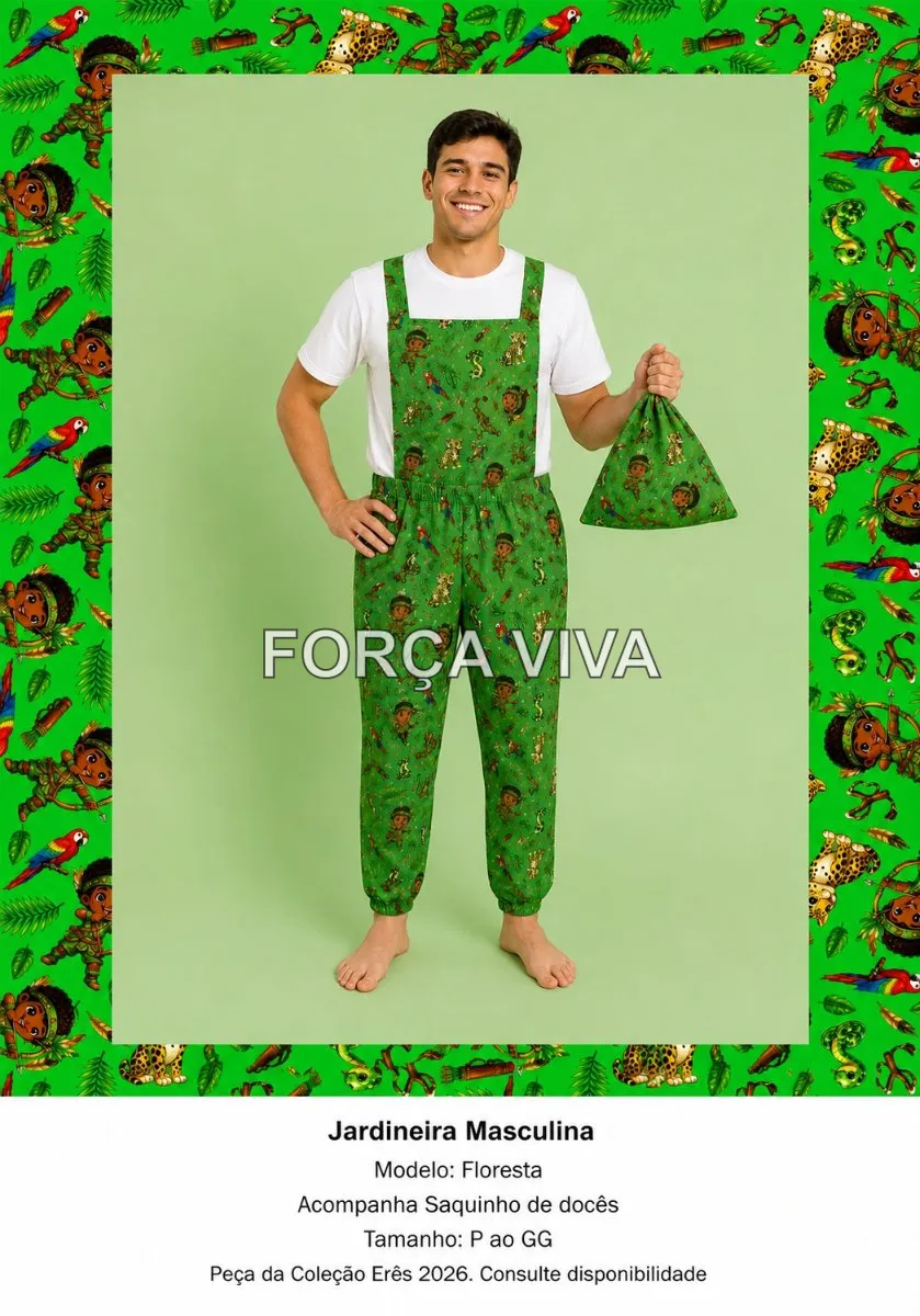 Jardineira Masculina Floresta | Coleção Erês