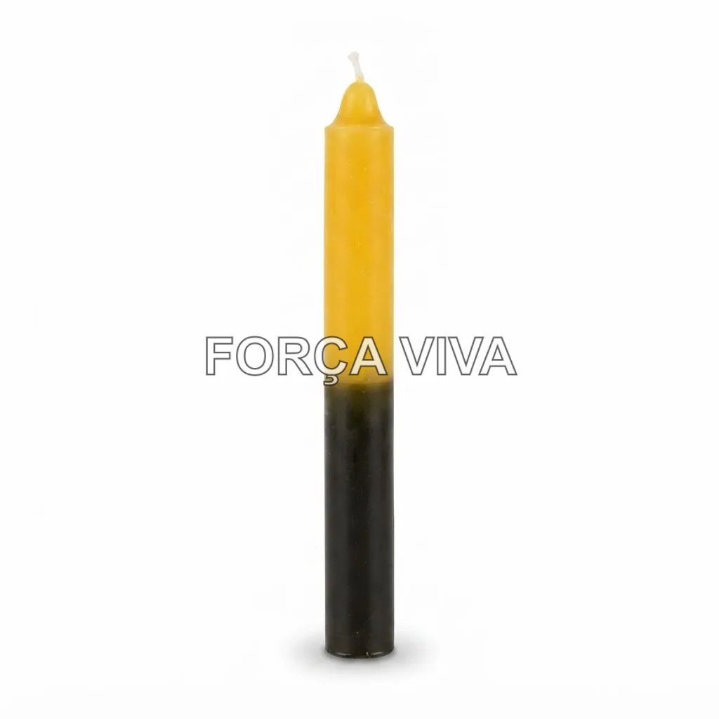 Vela Palito Amarela e Preta 16cm | Força Viva