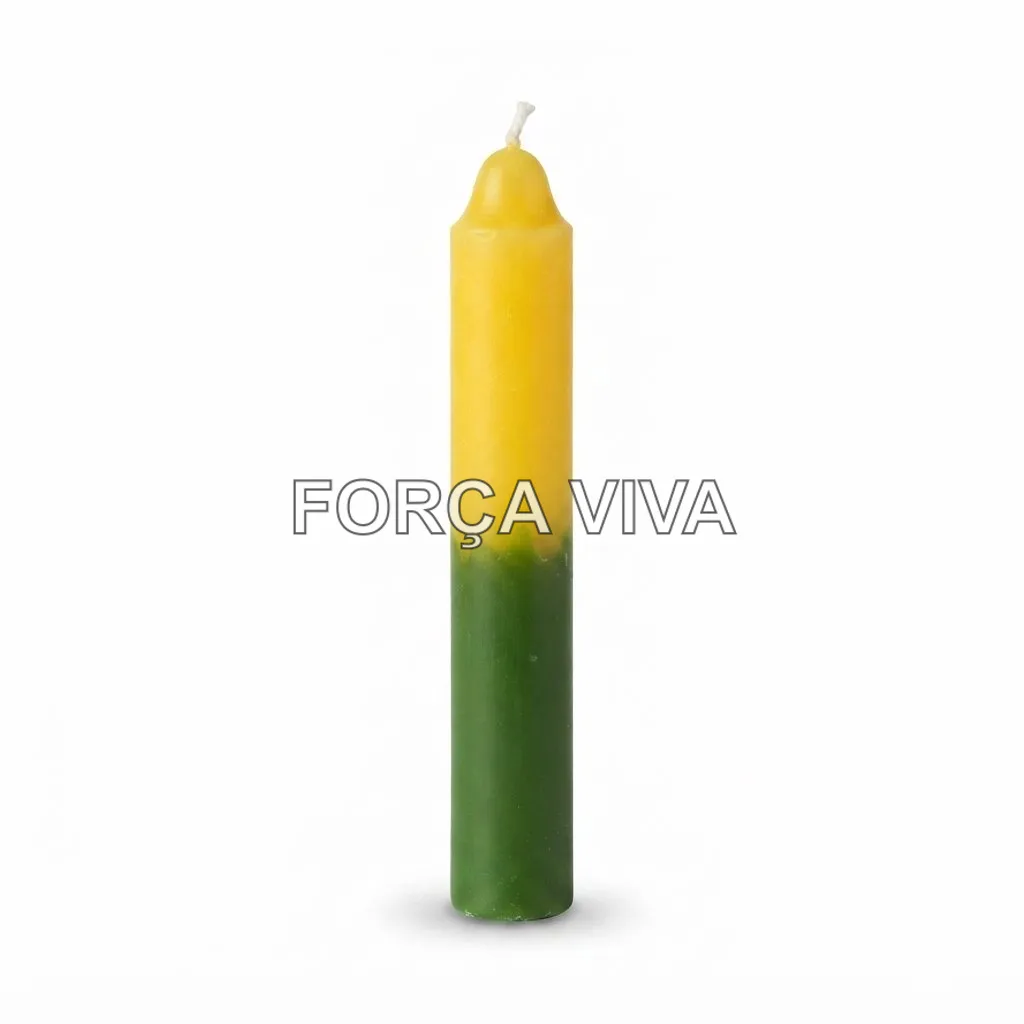 Vela Palito Verde e Amarelo 16cm | Força Viva