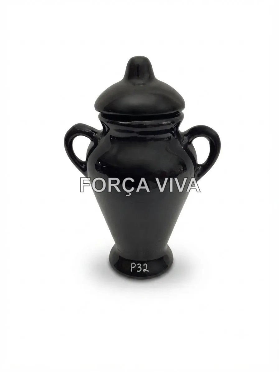 Quartinha de Cerâmica Preta com Alça | Força Viva