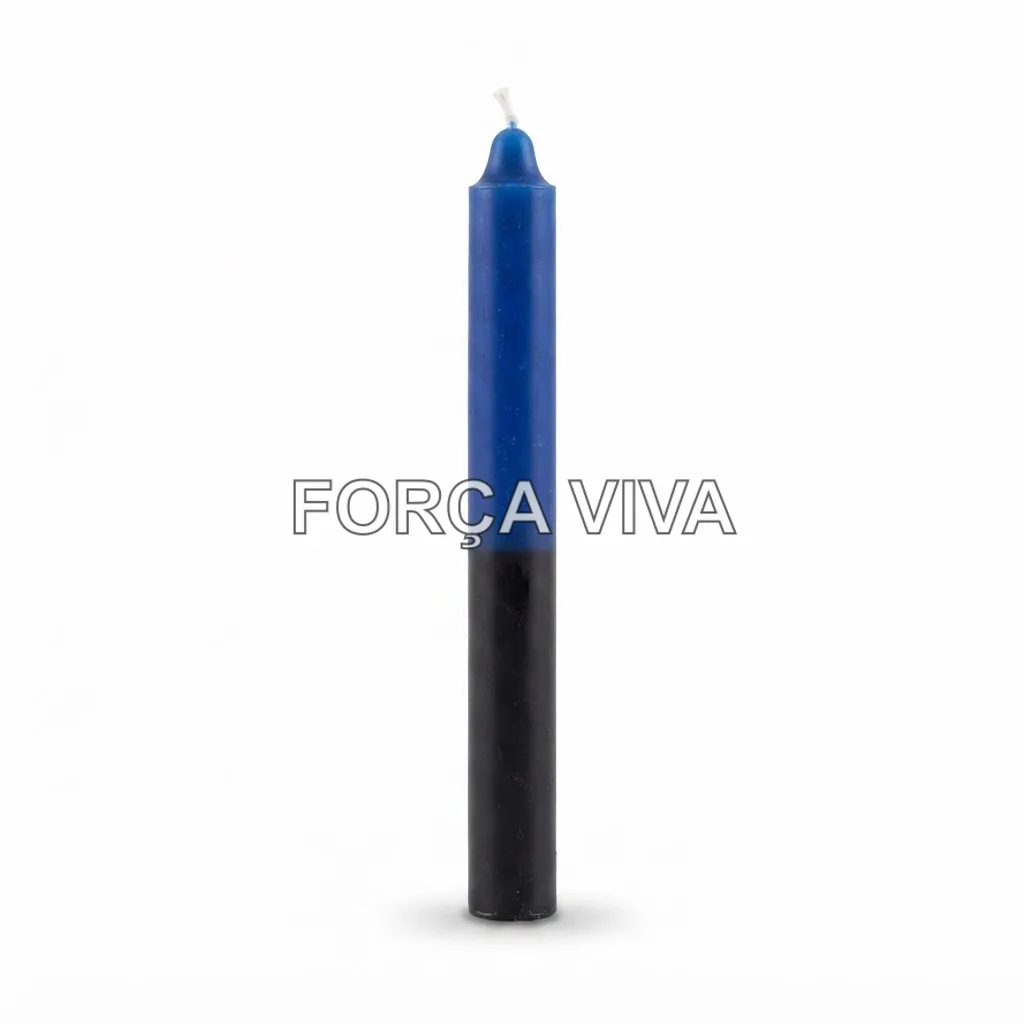 Vela Palito Azul e Preta 16 cm | Força Viva