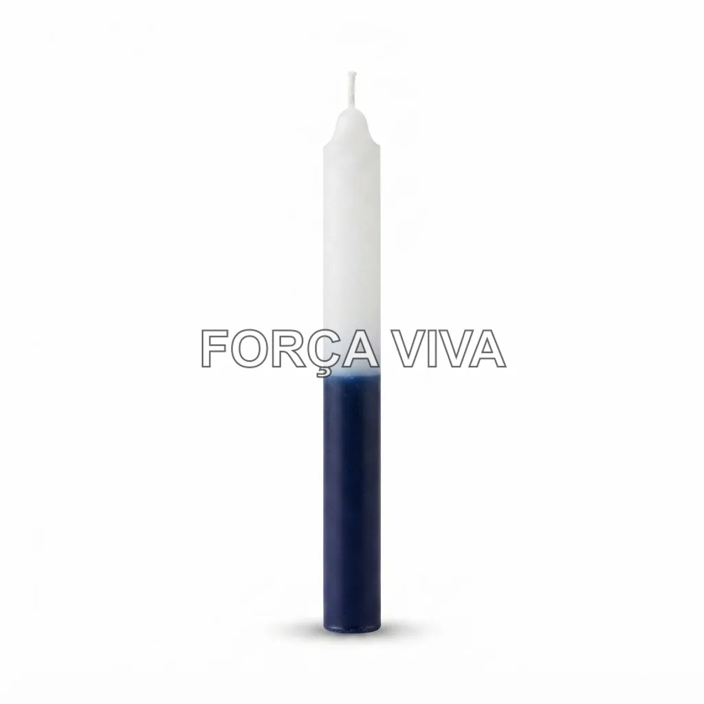 Vela Palito Azul e Branca 16 cm | Força Viva