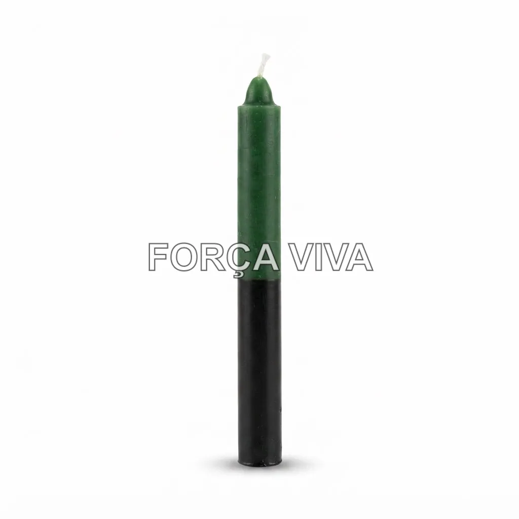 Vela Palito Preta e Verde 16 cm | Força Viva