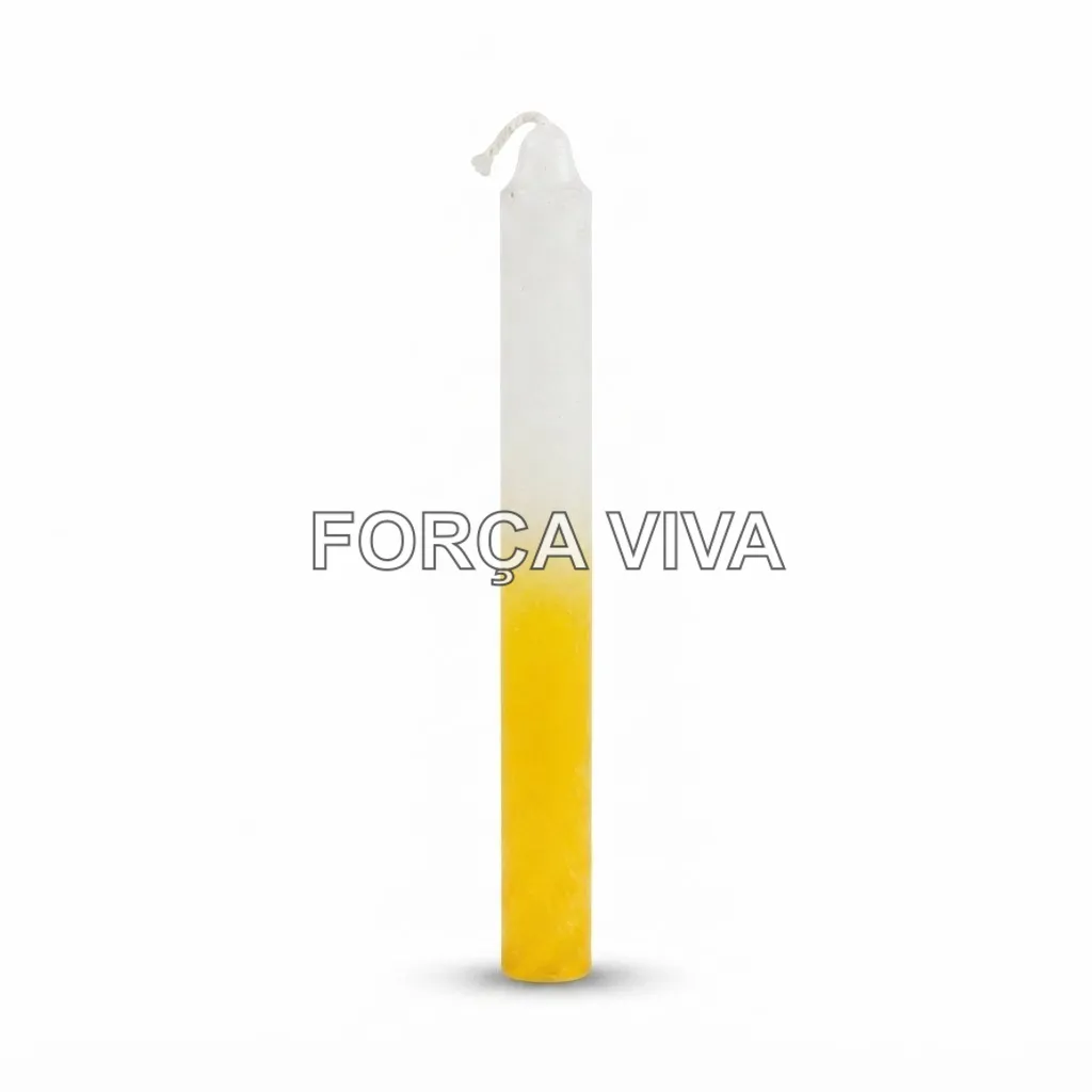 Vela Palito Amarela e Branca 16 cm | Força Viva