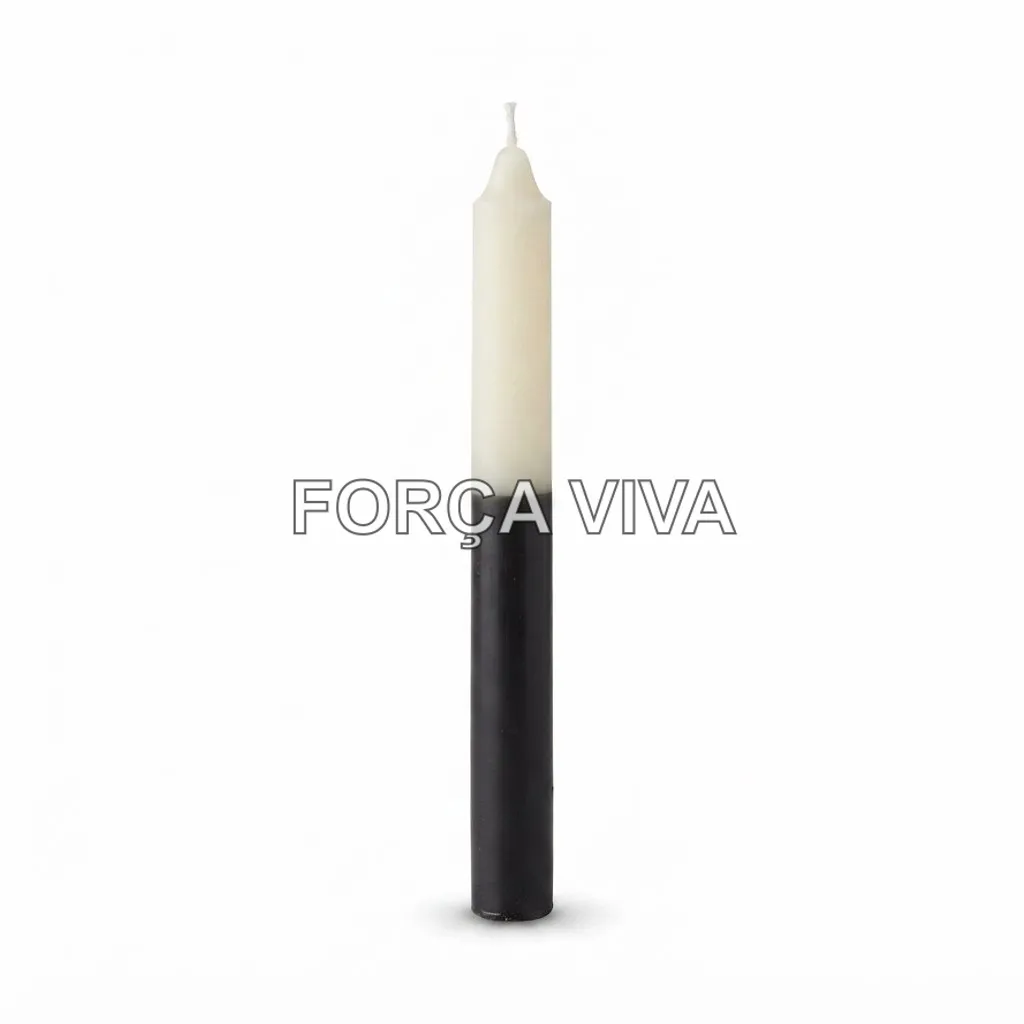 Vela Palito Branca e Preta 16cm | Força Viva